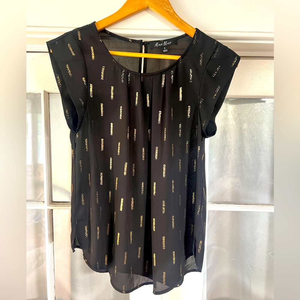 Alice Blue Black w/ Metallic Gold Accents Blouse